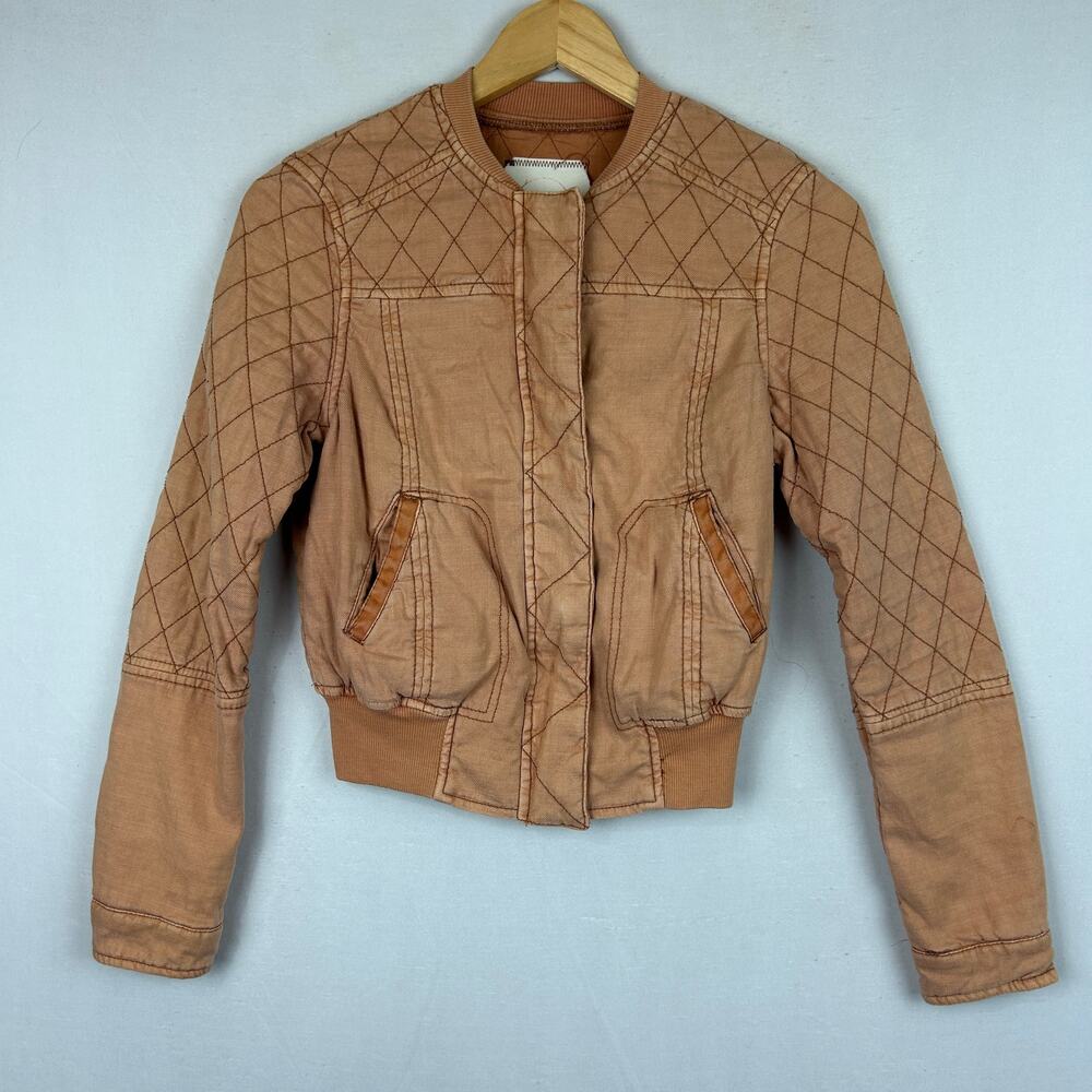 Hei Hei Anthropologie Orange Quilted Jacket Full Zip OB536871 Women's Size XXS